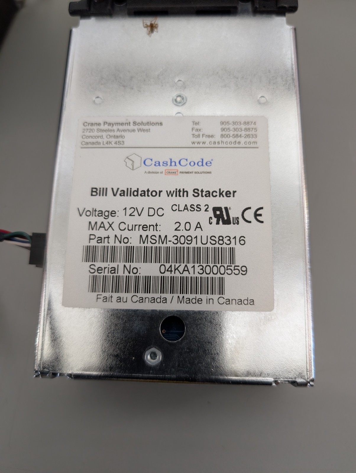 Cashcode CPI Bill Money Validator Acceptor BNA Note MSM EQ MSM3091US8319 Vending