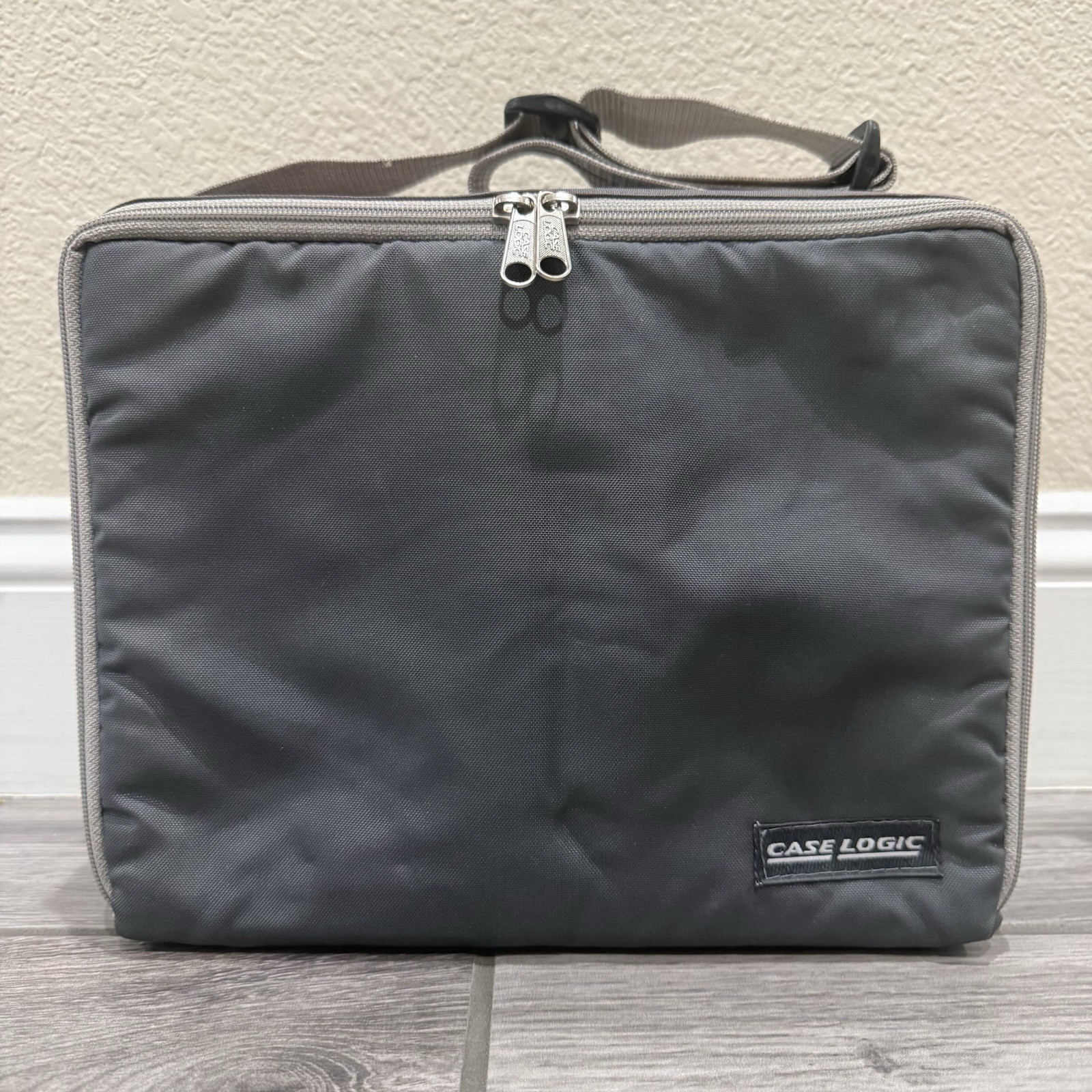 Gray Case Logic CD Carry Bag with Strap - 28 CD Case Holder