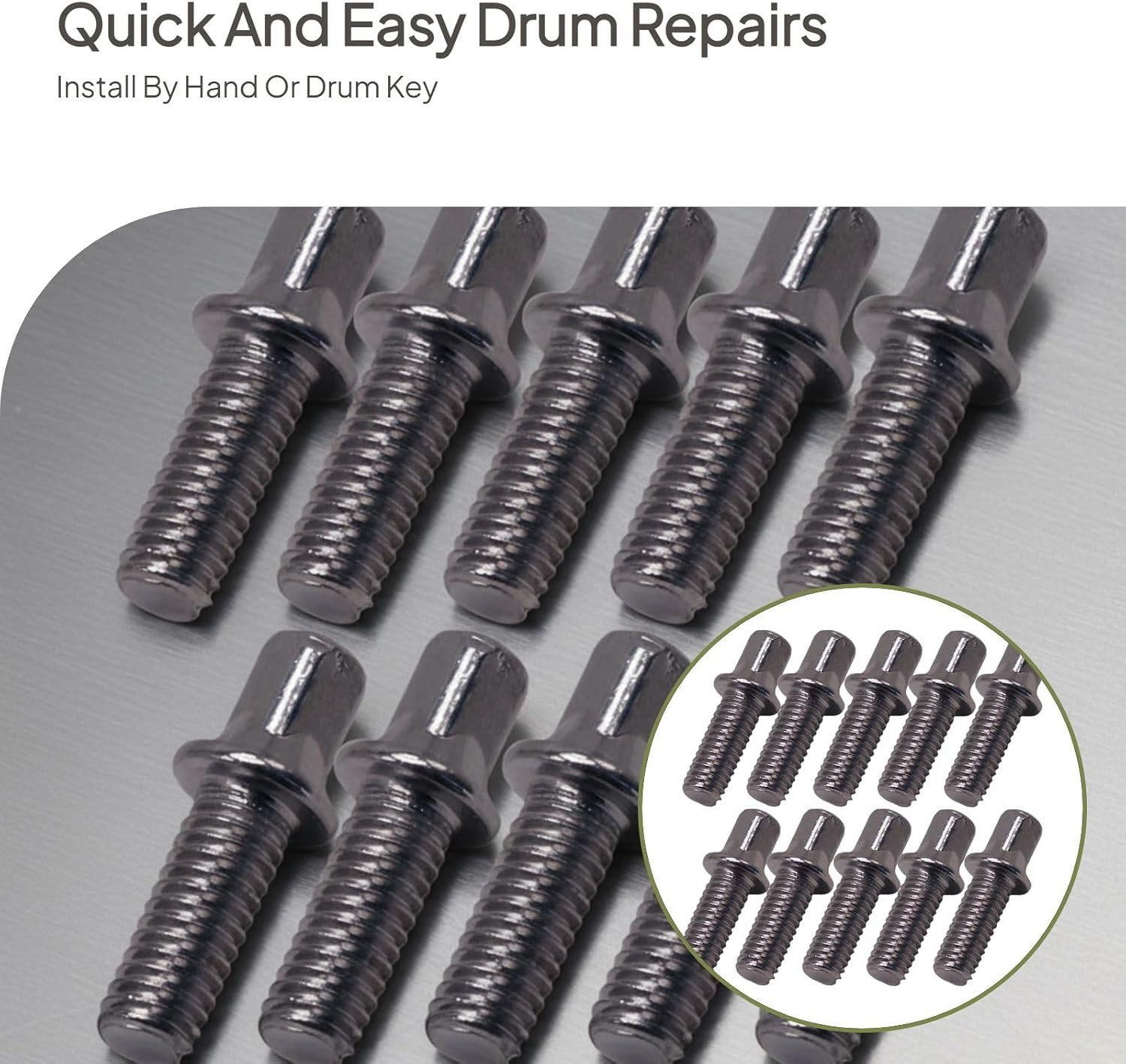 10 Pieces Drum Tension Rods Smooth Deep Thread Strong Short Screws Percussion Ha