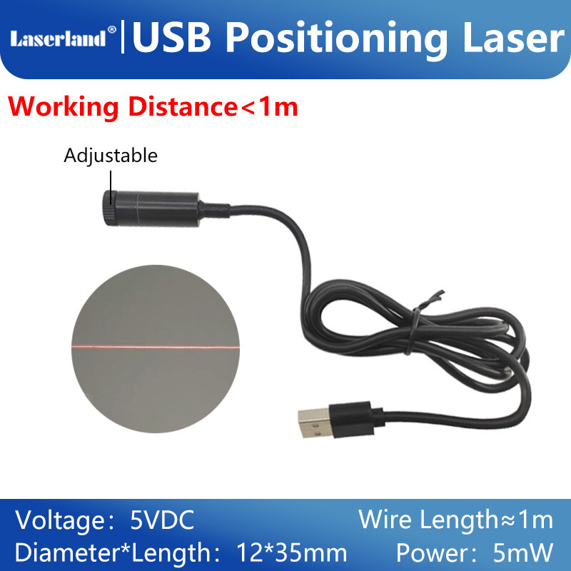 650nm Red Dot Line Cross Sewing Machine Positioning Laser with USB Connection