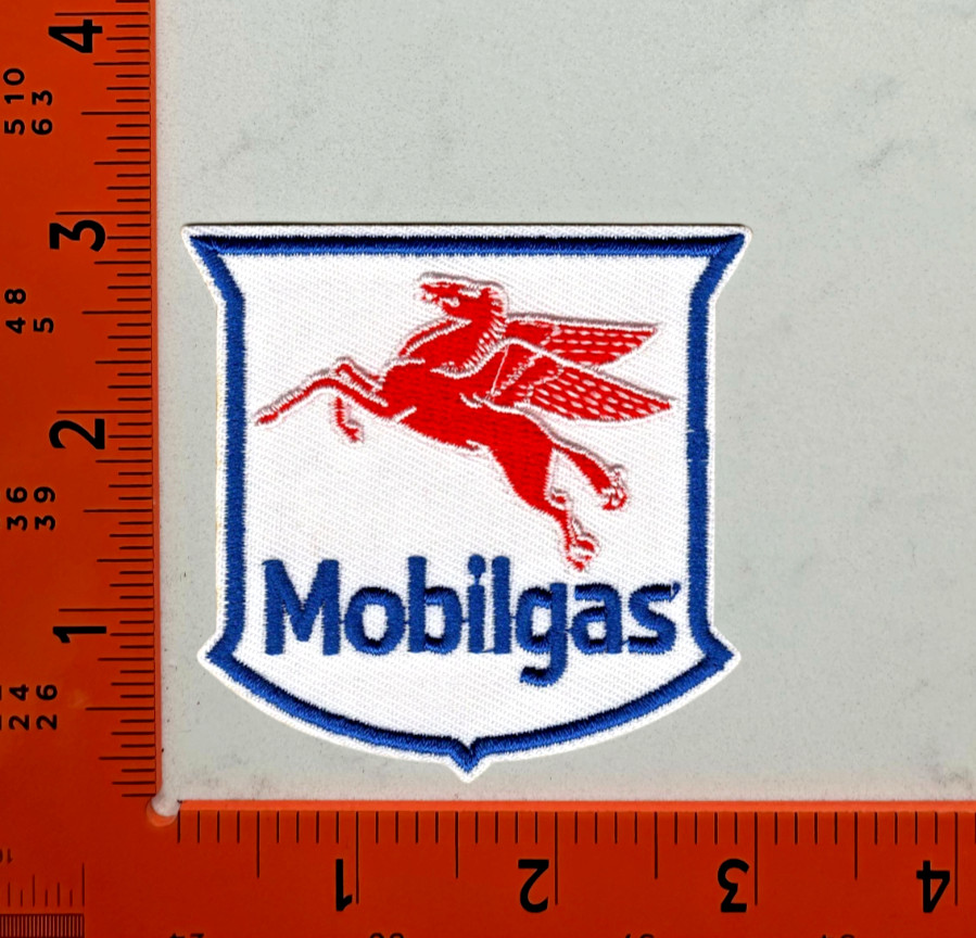 Mobil Pegasus Patch – Embroidered Iron-On Vintage Gas Station Oil Logo Badge