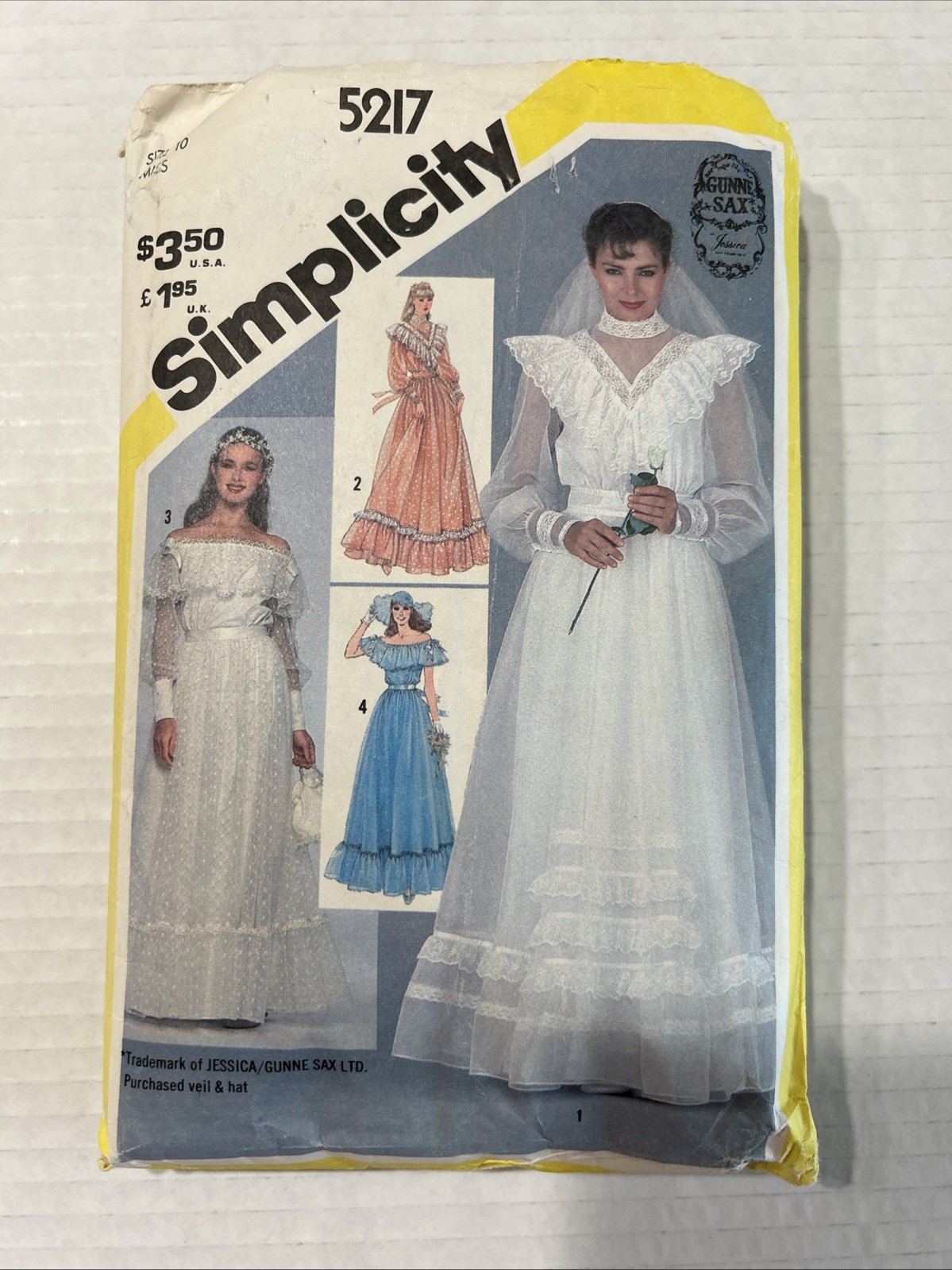 VTG SIMPLICITY 5117 Gunne Sax Brides & Bridesmaid Dresses & Bag 1981 Size 10 Cut