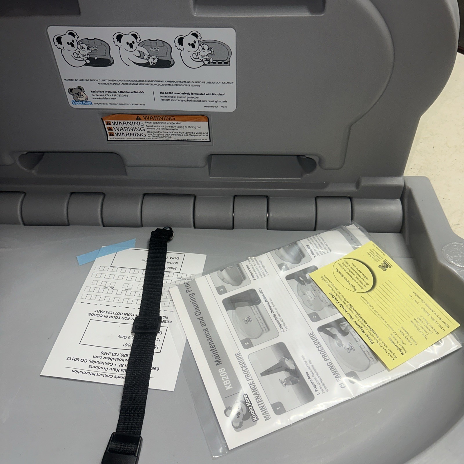 KOALA KARE KB208-01 OVAL BABY CHANGING STATION Grey Surface Wall Horizontal
