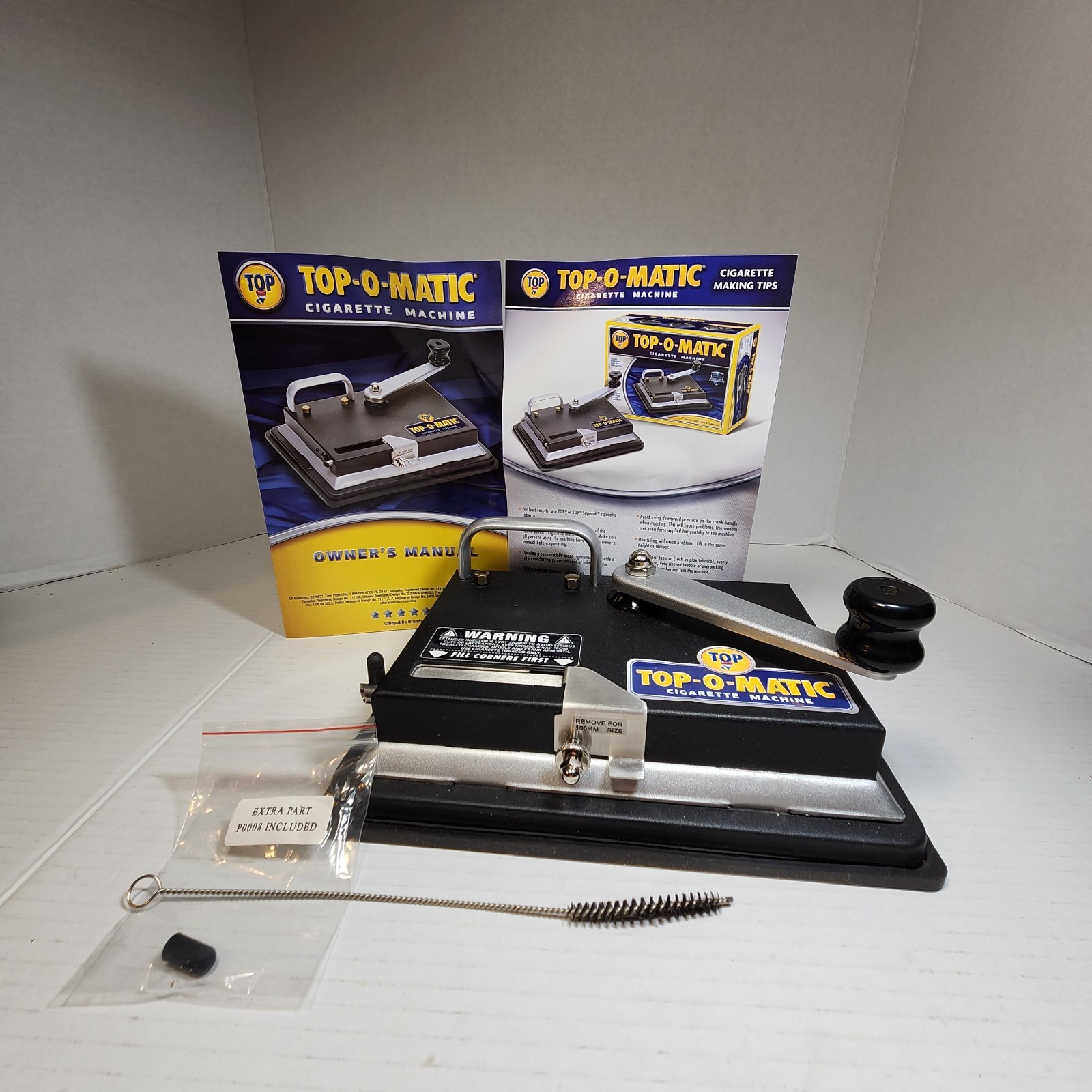 Original TOP-O-MATIC Cigarette Rolling Machine With Manual - Brush EUC