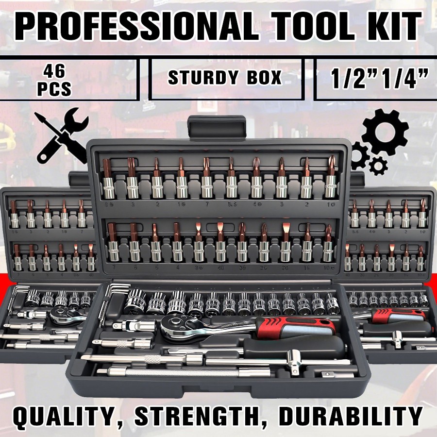 46-Piece Professional Tool Set, Multifunctional Toolbox