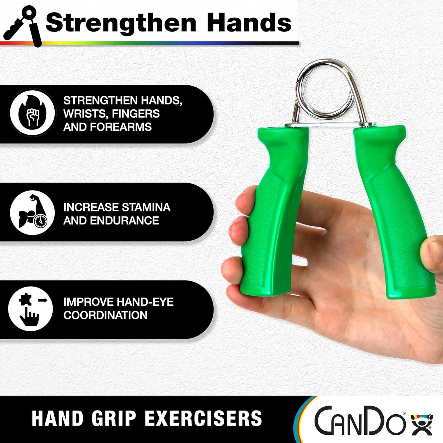 Hand Grip Exerciser Pair-Green, Medium