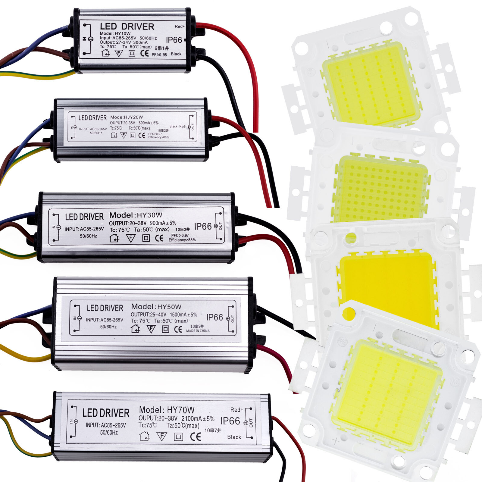 10W 30W 50W 70W 100W LED COB Chip Beads Bulb High Power Driver Supply Adapter SS