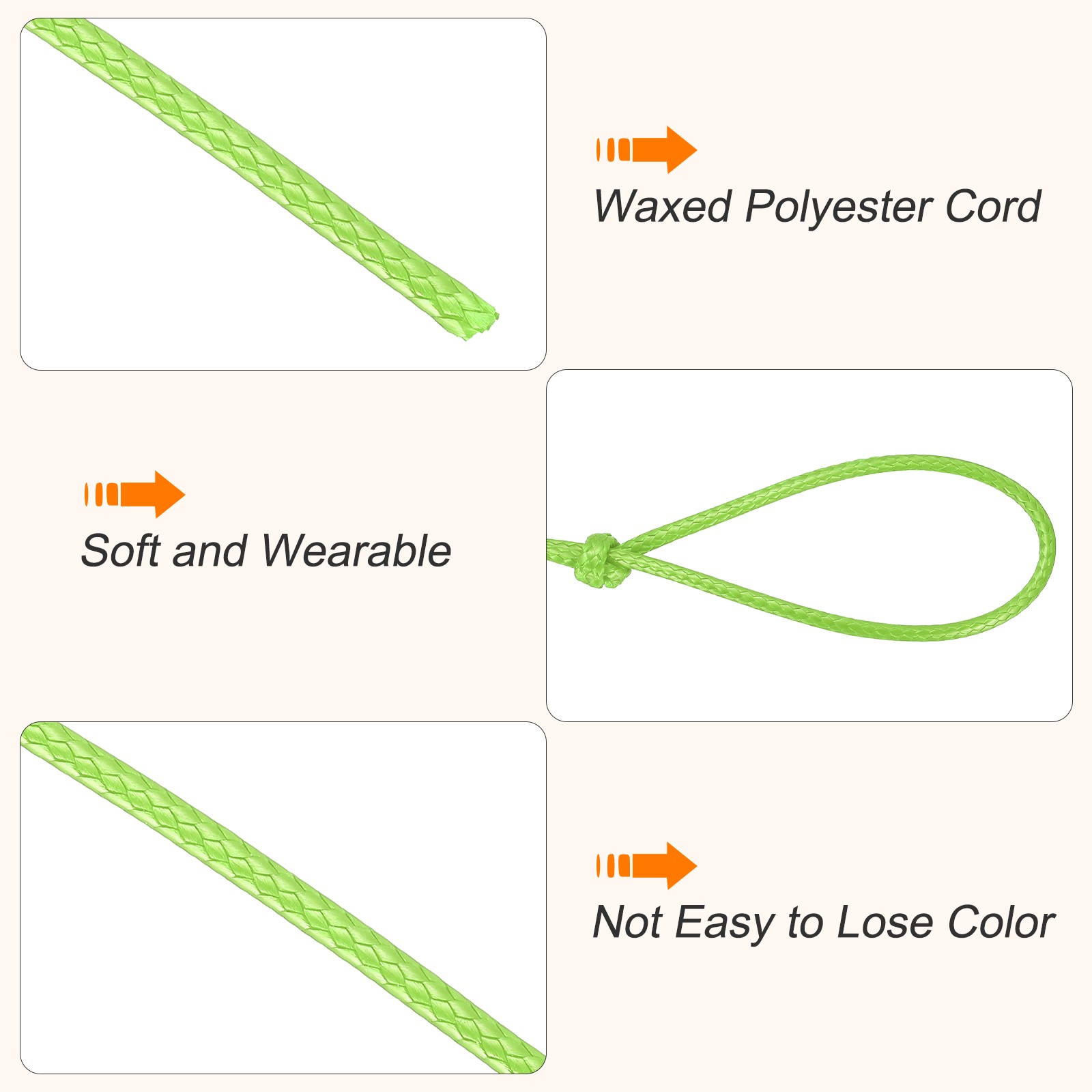 Waxed Cord 2mm Waxed Thread 87 Yard Wax String Leather Cord (Emerald Green)