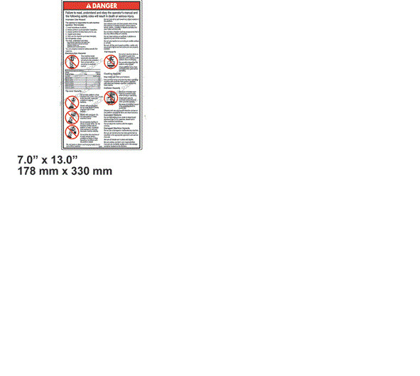 FOR GENIE  DANGER GENERAL SAFETY DECAL 43091, 43091GT