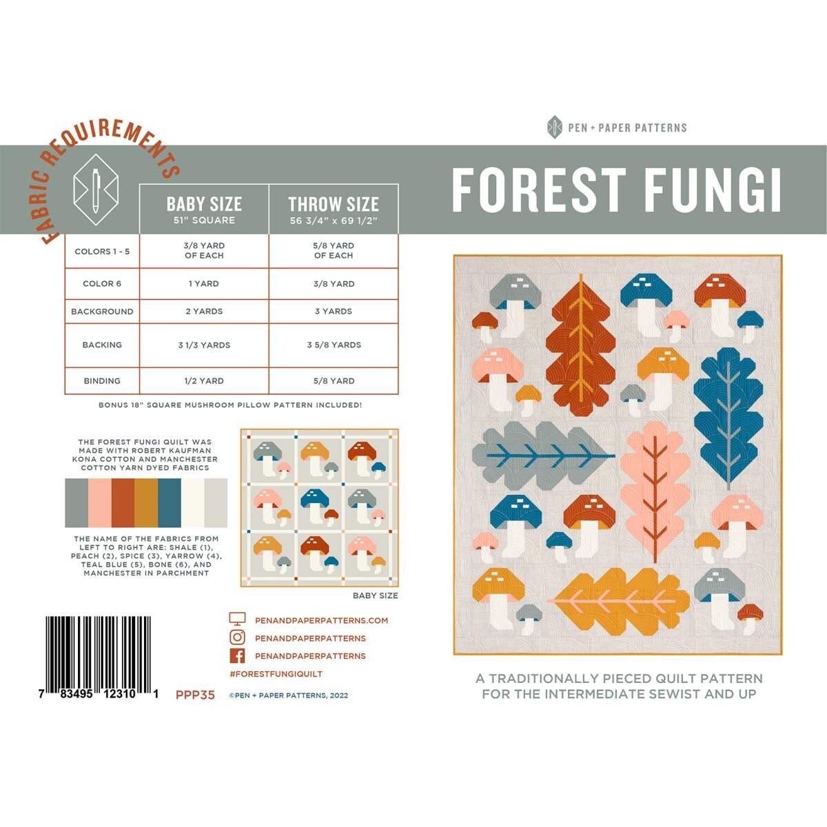 "Forest Fungi" Quilt Pattern Mushroom by Pen + Paper Patterns