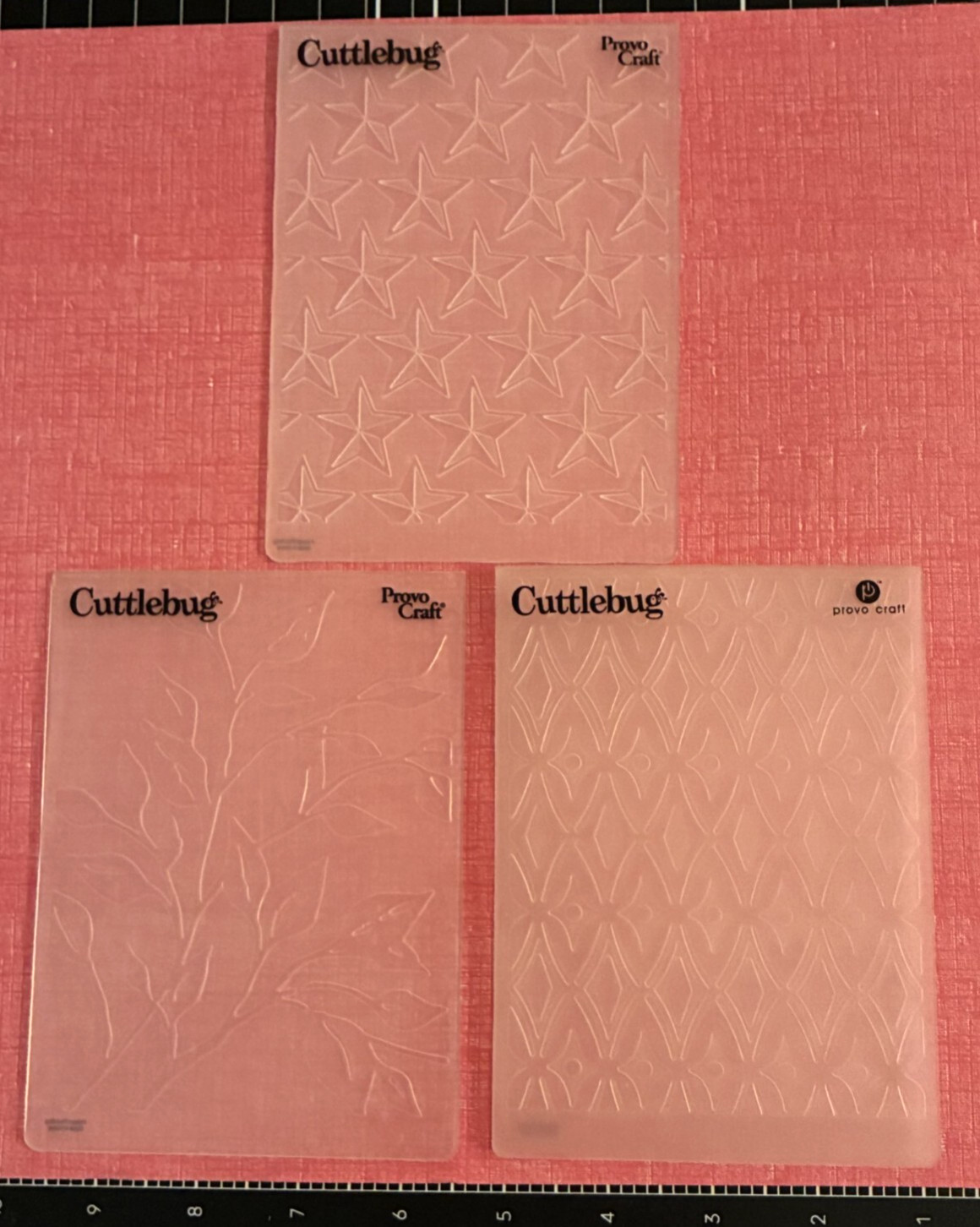 Cuttlebug Provo Craft Embossing Folders LEAFY BRANCH, DECO LACE or STARS