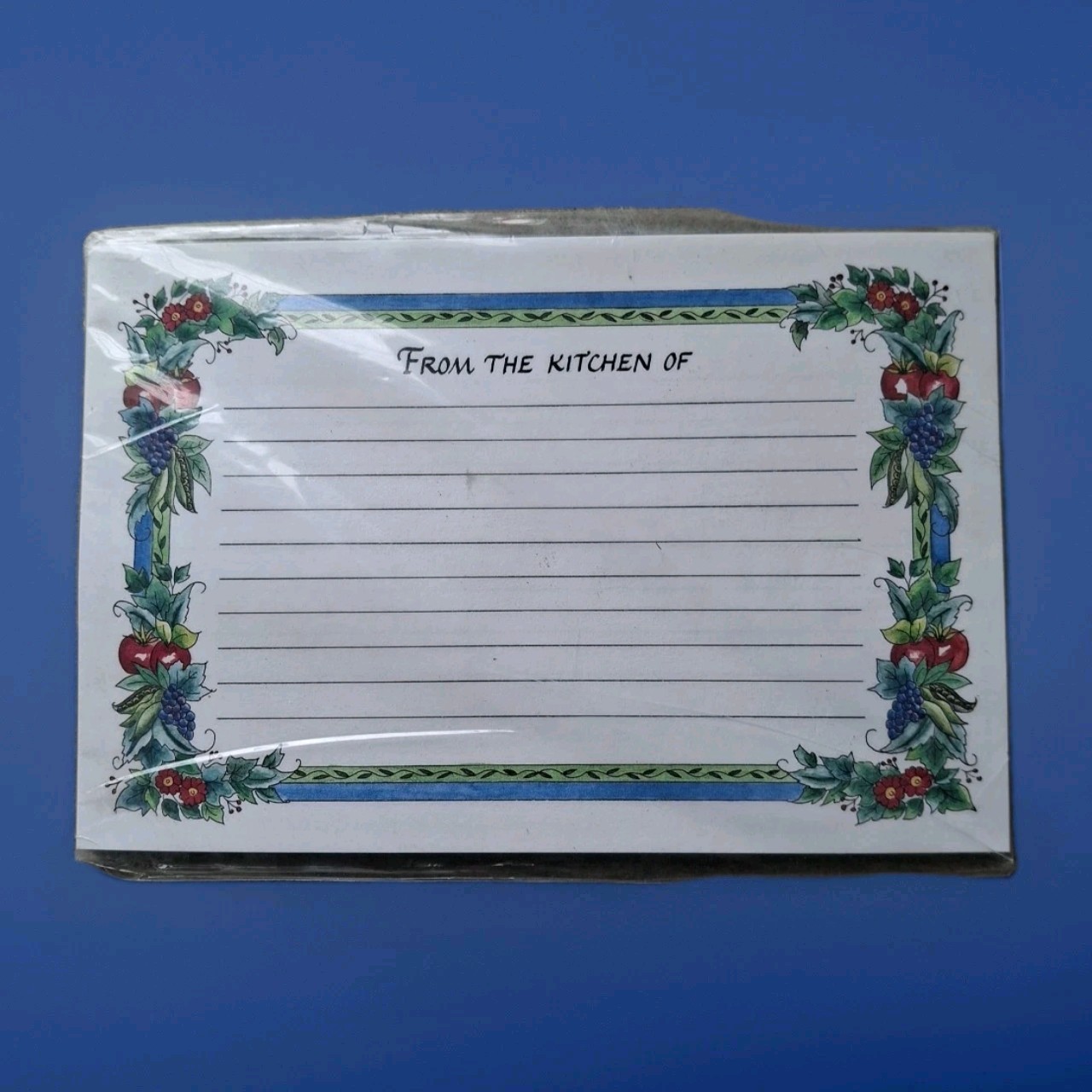 From the Kitchen of Recipe Cards NEW Set Of 24 Fruit & Floral Border Ruled