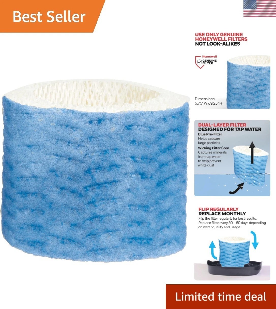 Effortless Wicking Filters A for HCM Humidifiers | 3 Count for Healthier Air