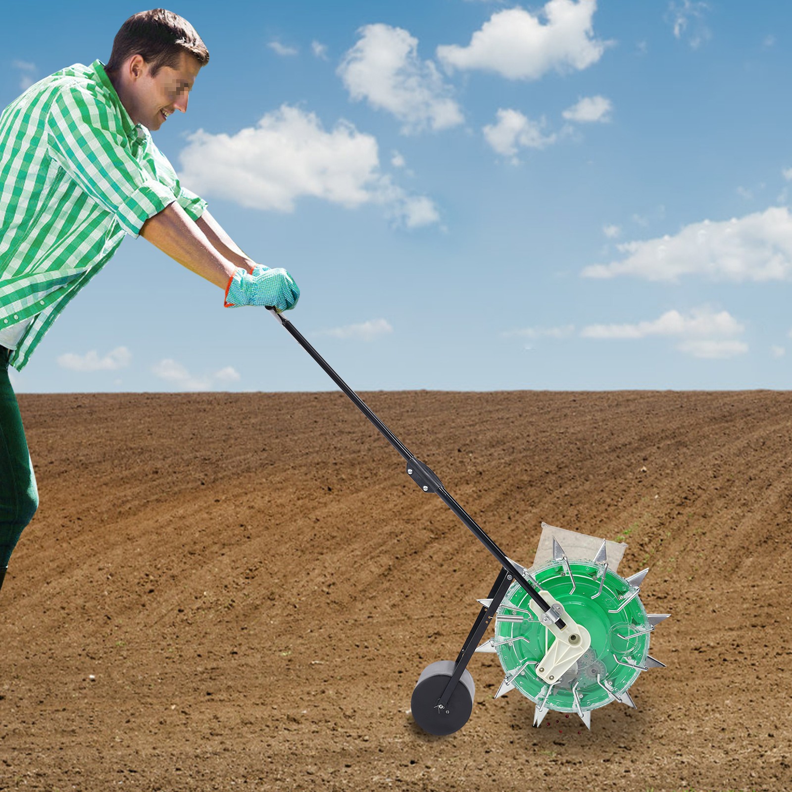 Spreader-Walking Garden Seeder Precision Row Seed Planter Lawn Applicator Tool