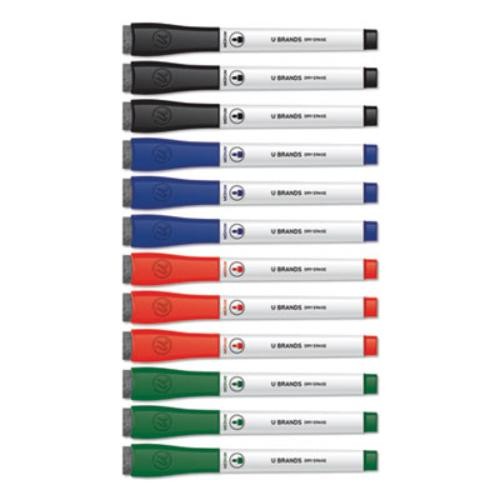 U Brands Low-Odor Dry-Erase Markers with Erasers (3980u00-12) (3980u0012)