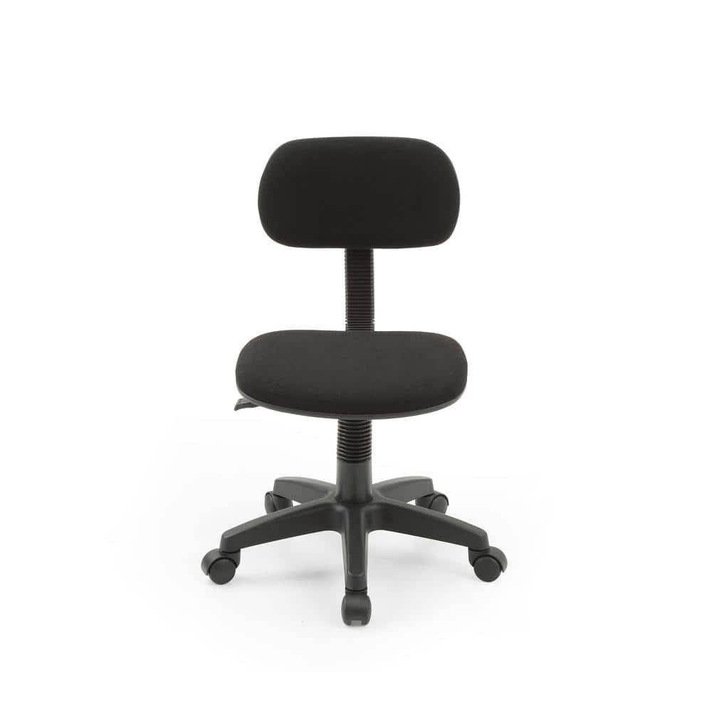 HODEDAH Task Chair Black Fabric Swivel Seat Wheels Height Adjustable Armless