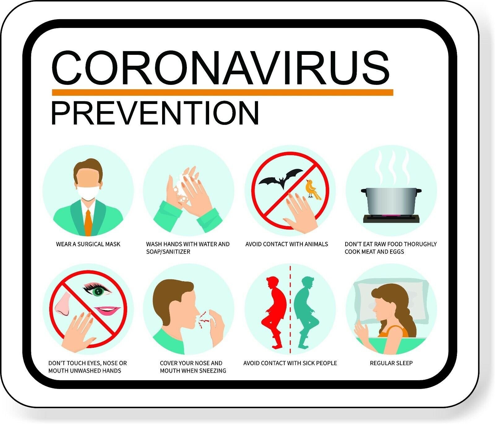 VIRUS PREVENTION INFORMATIONAL GRAPHIC Metal Aluminum composite sign