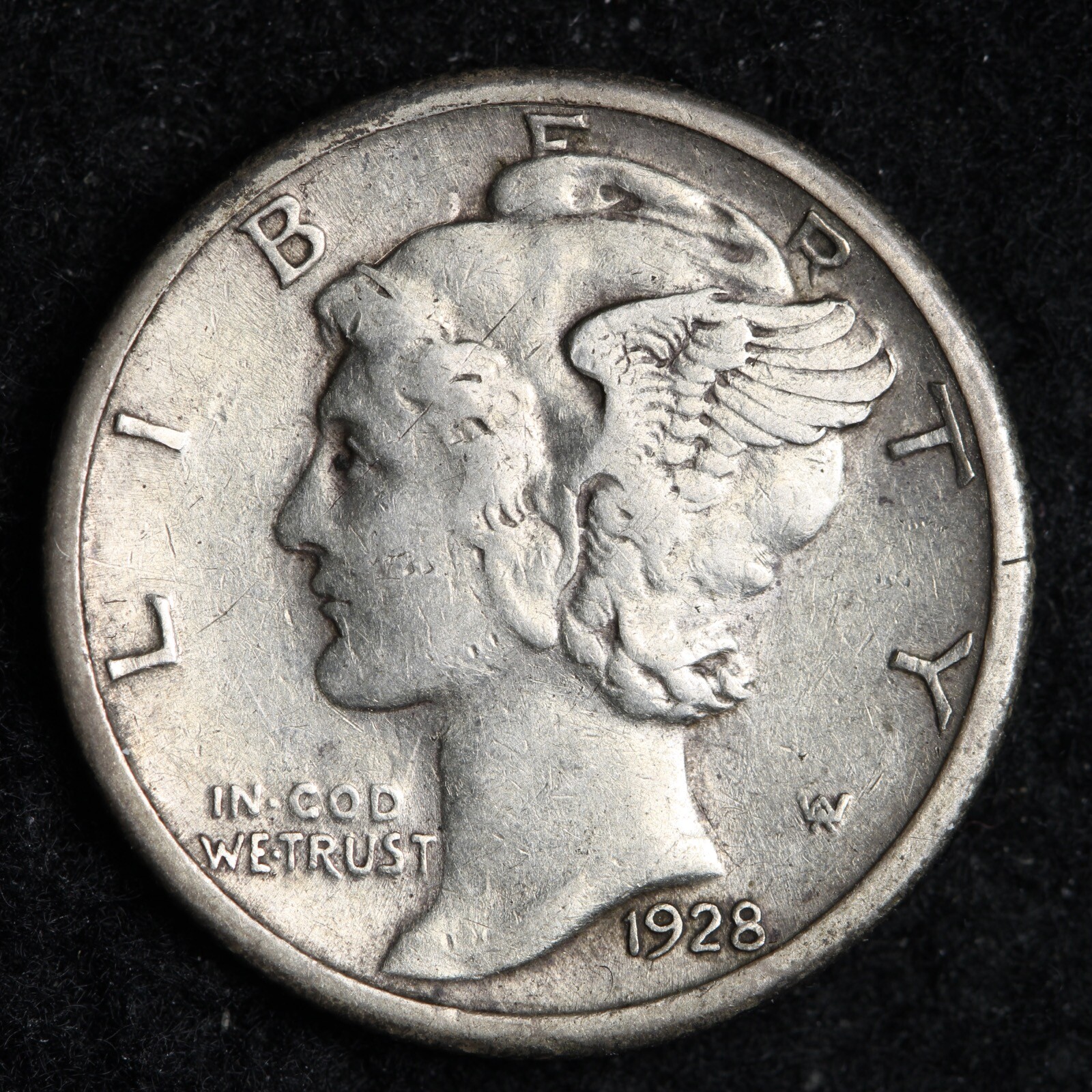 1928-S Mercury Silver Dime CHOICE AU E344 DCE