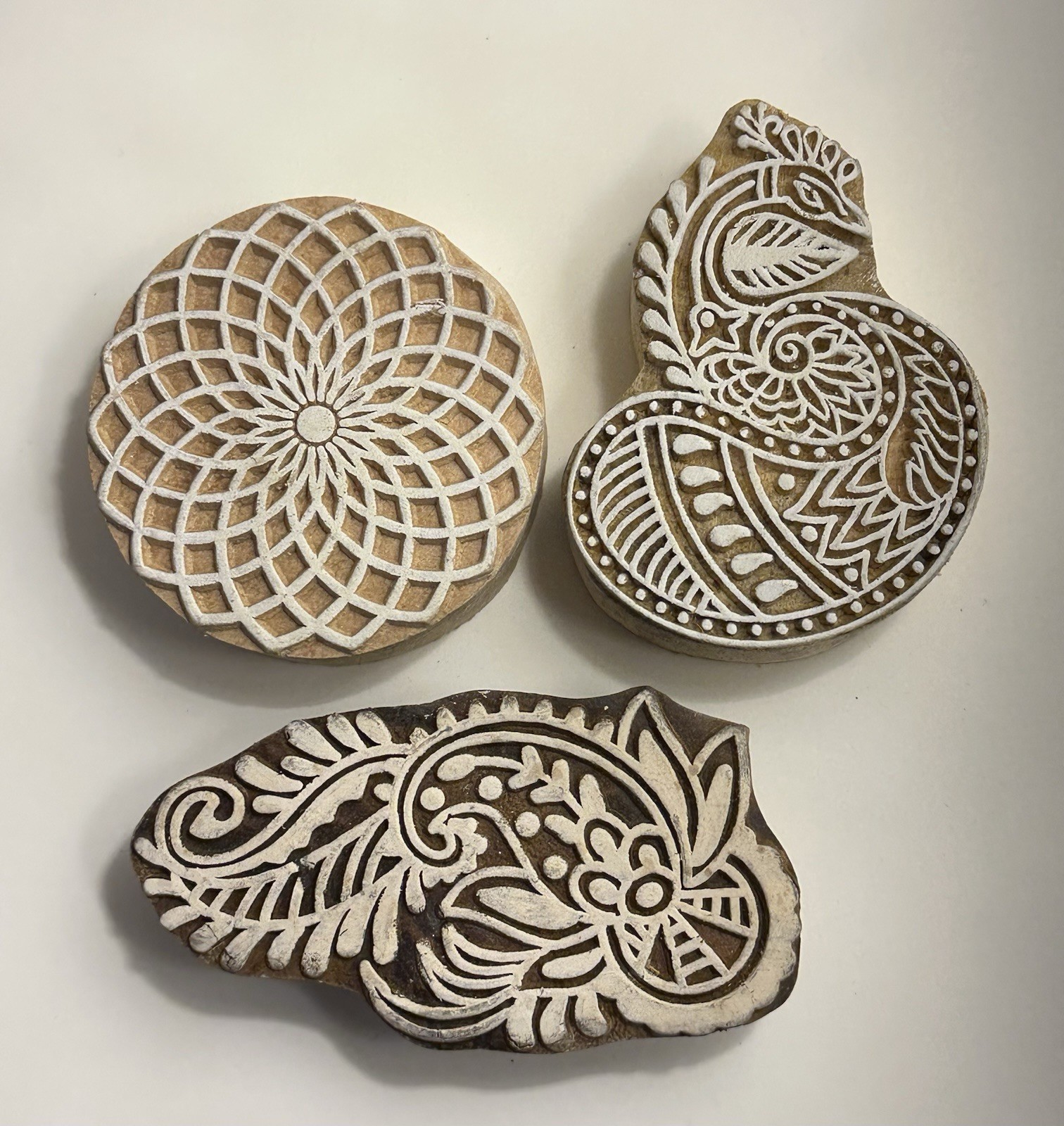 Set of 3 Shapes various Design Printing Block Wooden Stamp New WBS 6