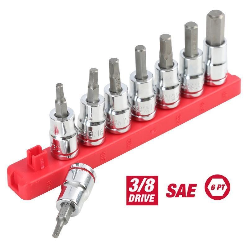 3/8in Drive 9-Piece Durable Chrome Vanadium Hex Socket Set Tool Kit New