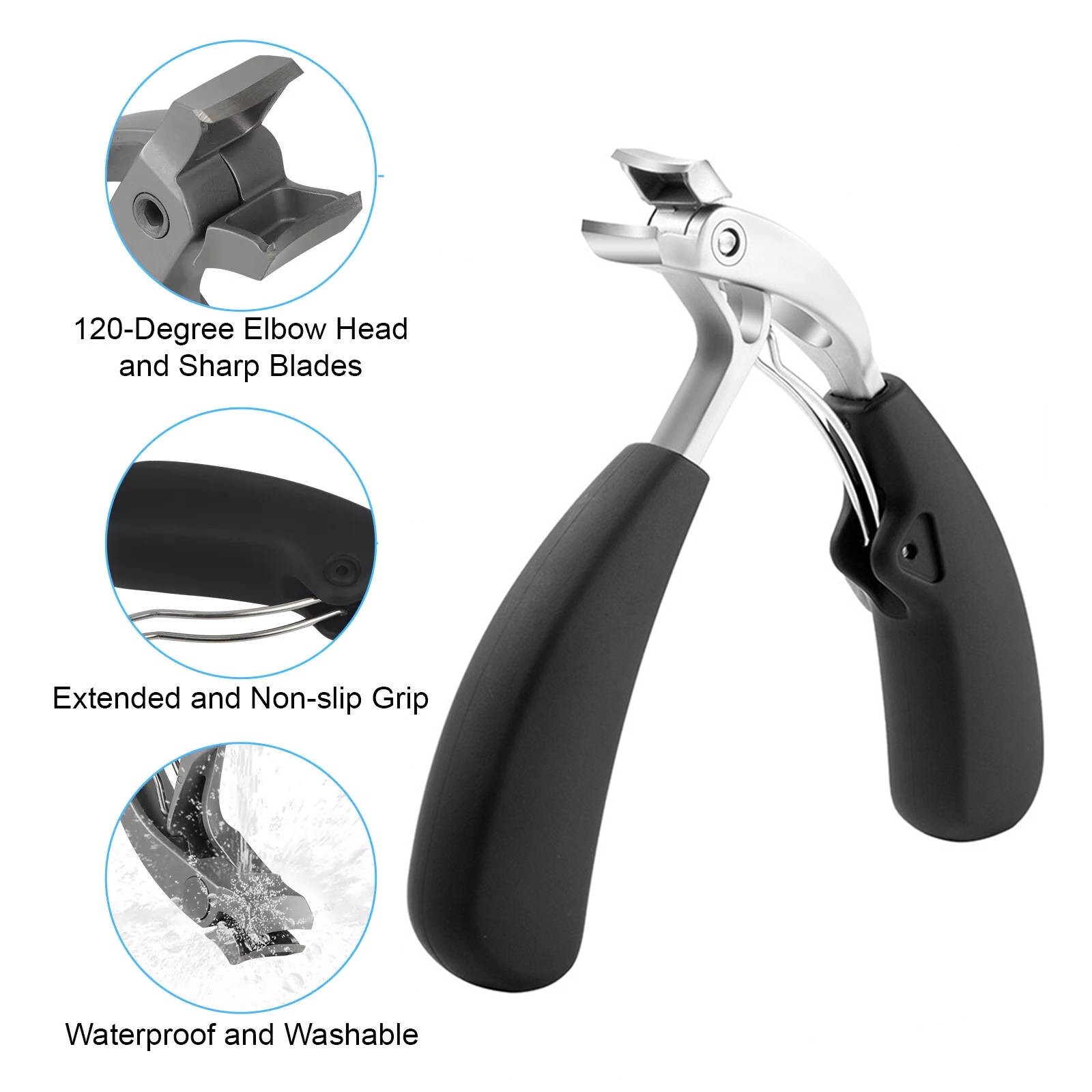 New Angled Head Sharp Blade Ergonomic Large Mouth Toenail Finger Nails Clipper