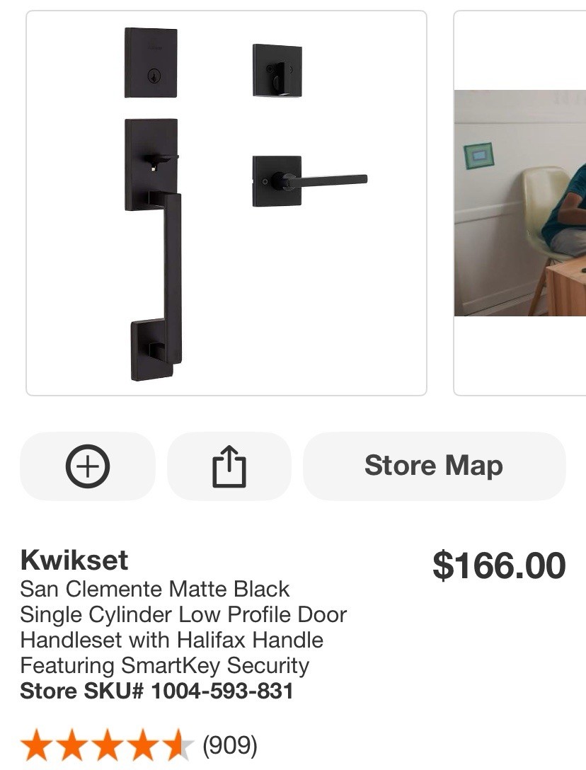 Kwikset San Clemente Single Cylinder Low Door Handleset w/ SmartKey Securit