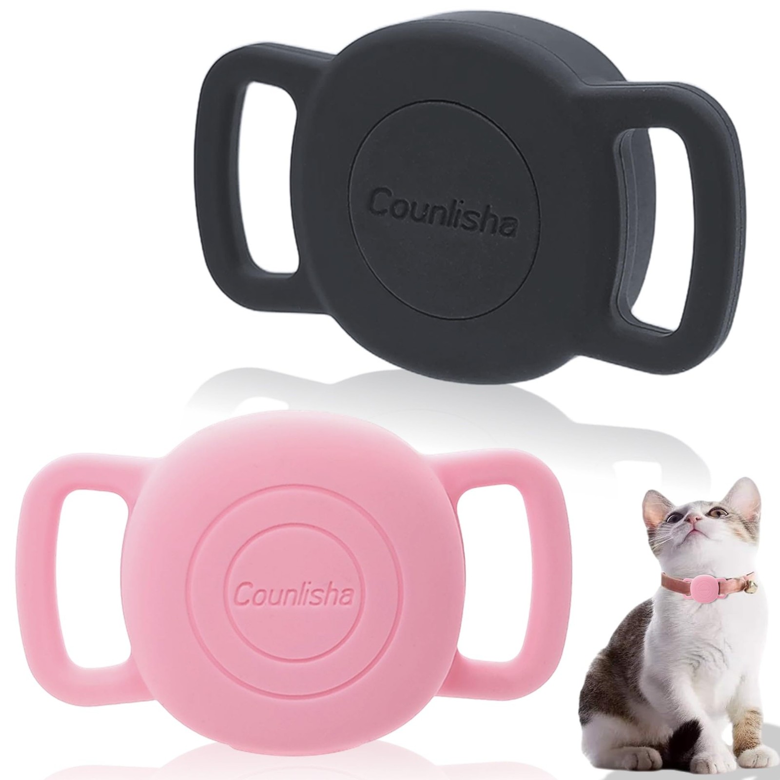 2 Pack Silicone Holder for Tile Sticker 2024 Dog Collar, 1 black,1 pink