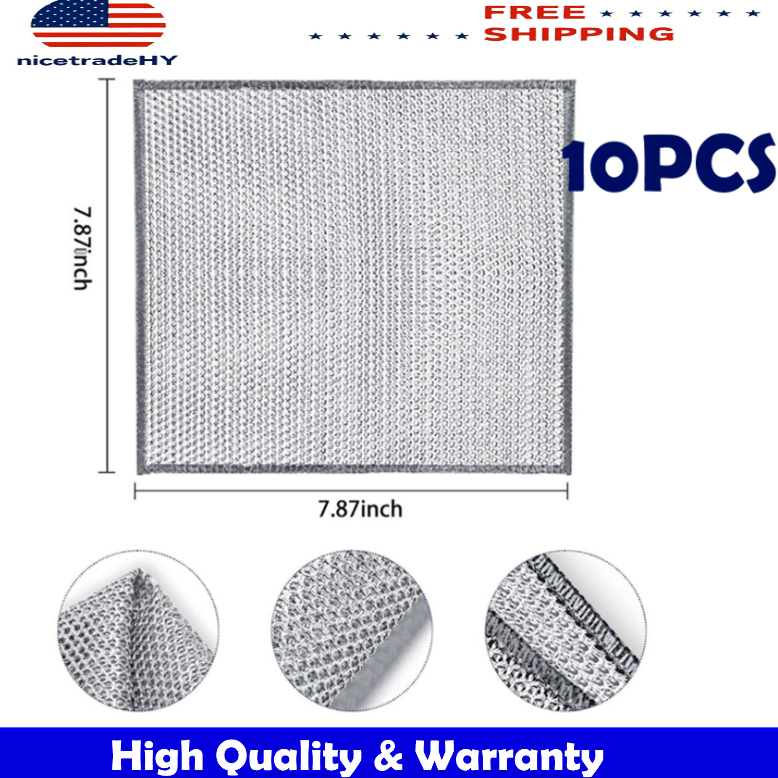10x Upgrade 3-Layer No Scratches and No Odor, Multipur Metal Dish Cloth New