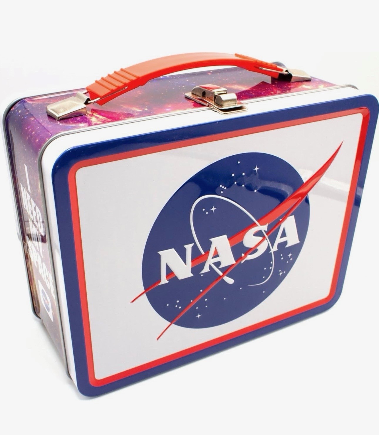 NASA Logo Metal Tin Lunch Box Collapsible Handle NEW