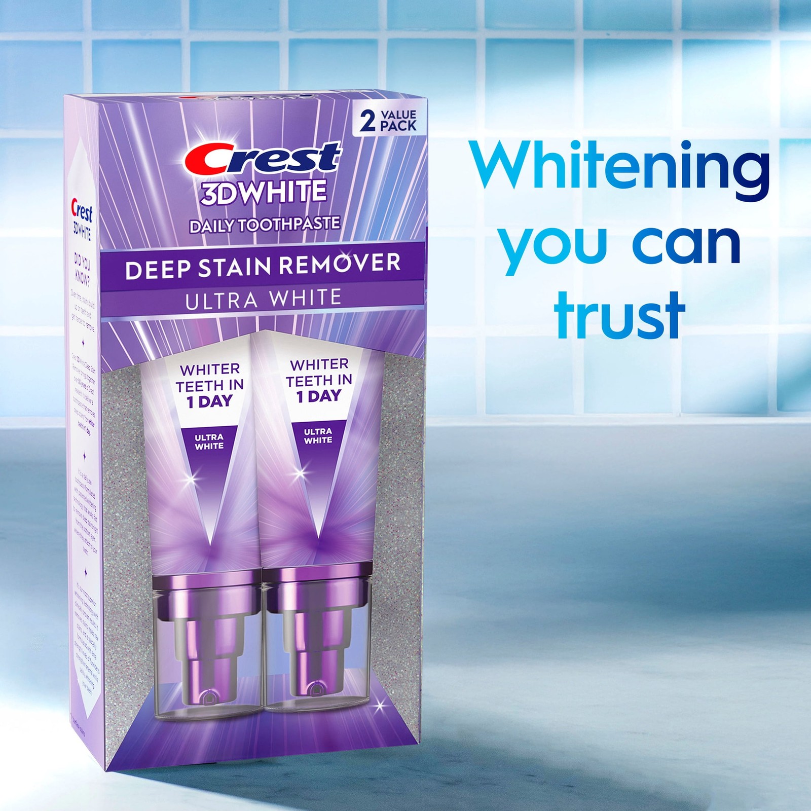 (2 pack) Crest Toothpaste 3DWhite Deep Stain Remover Ultra White - 3.1oz/2pk