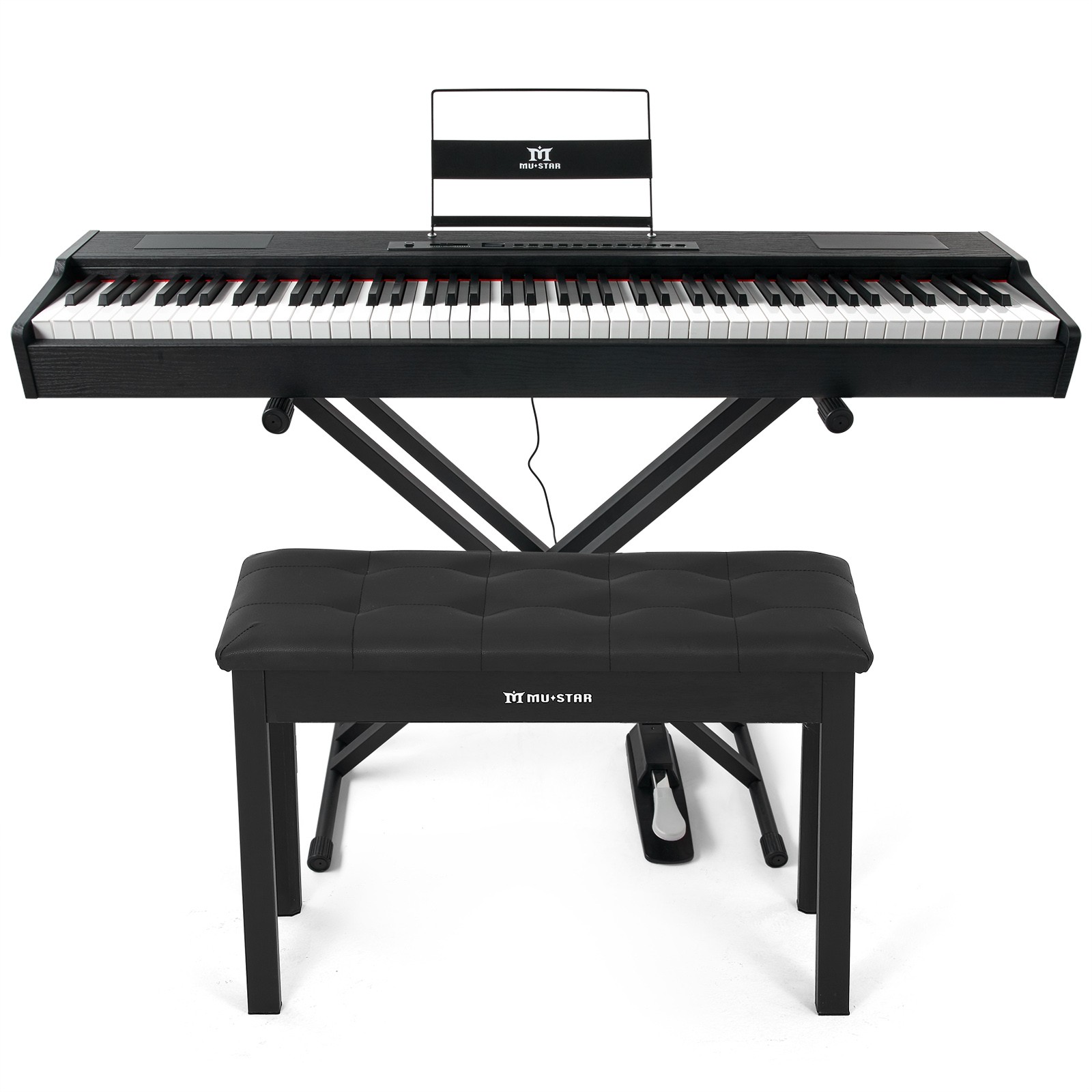 88Keys Full Weighted Digital Piano Hammer Action Keyboard with Pedal,Bench Black