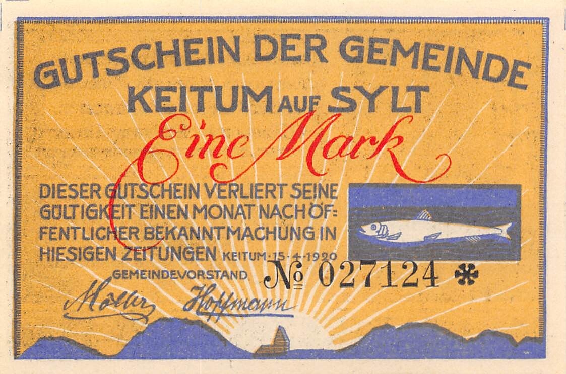 Germany / Notgeld   1   Mark  15.4.1920   Uncirculated  MIT