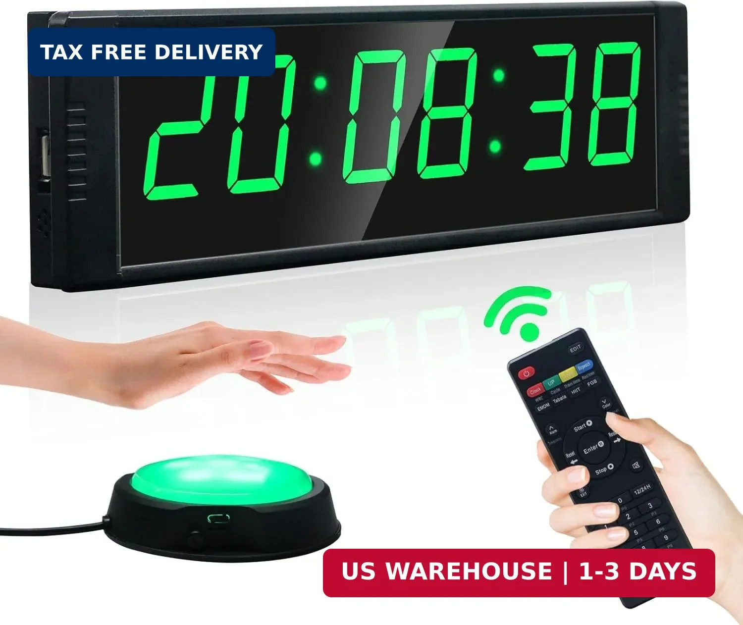 Gym Clock for Home Gym with Start/Stop Button, Interval Timer for Workout, Stopw