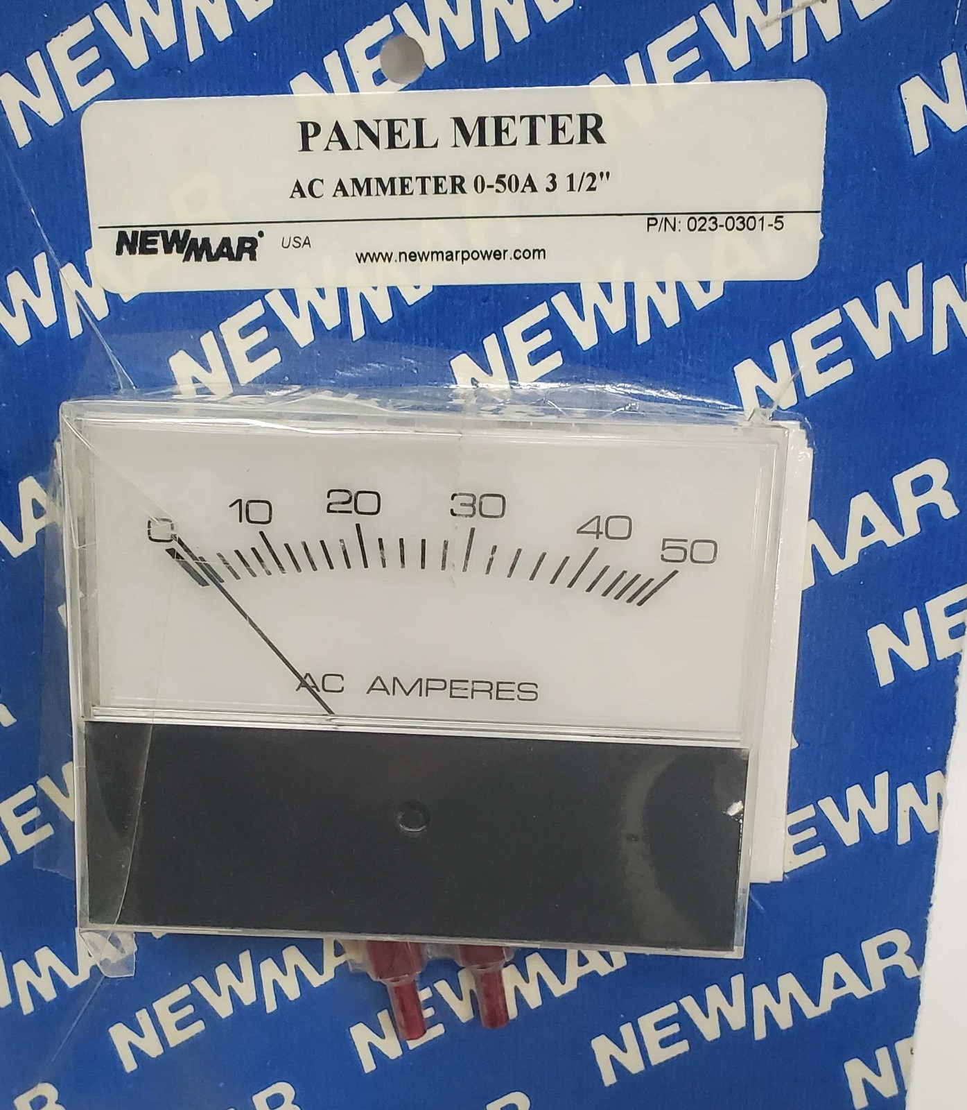 NewMar 023-0301-5 Panel Meter AC Ammeter 0-50 Amp W/EXTERNAL SHUNT 3-1/2"