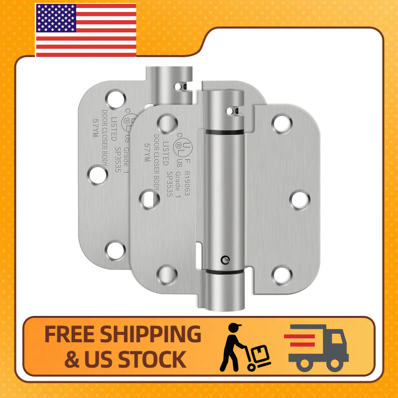 2 Pack 3.5 Inch Self Closing Spring Loaded Door Hinges (Brushed Nickel)