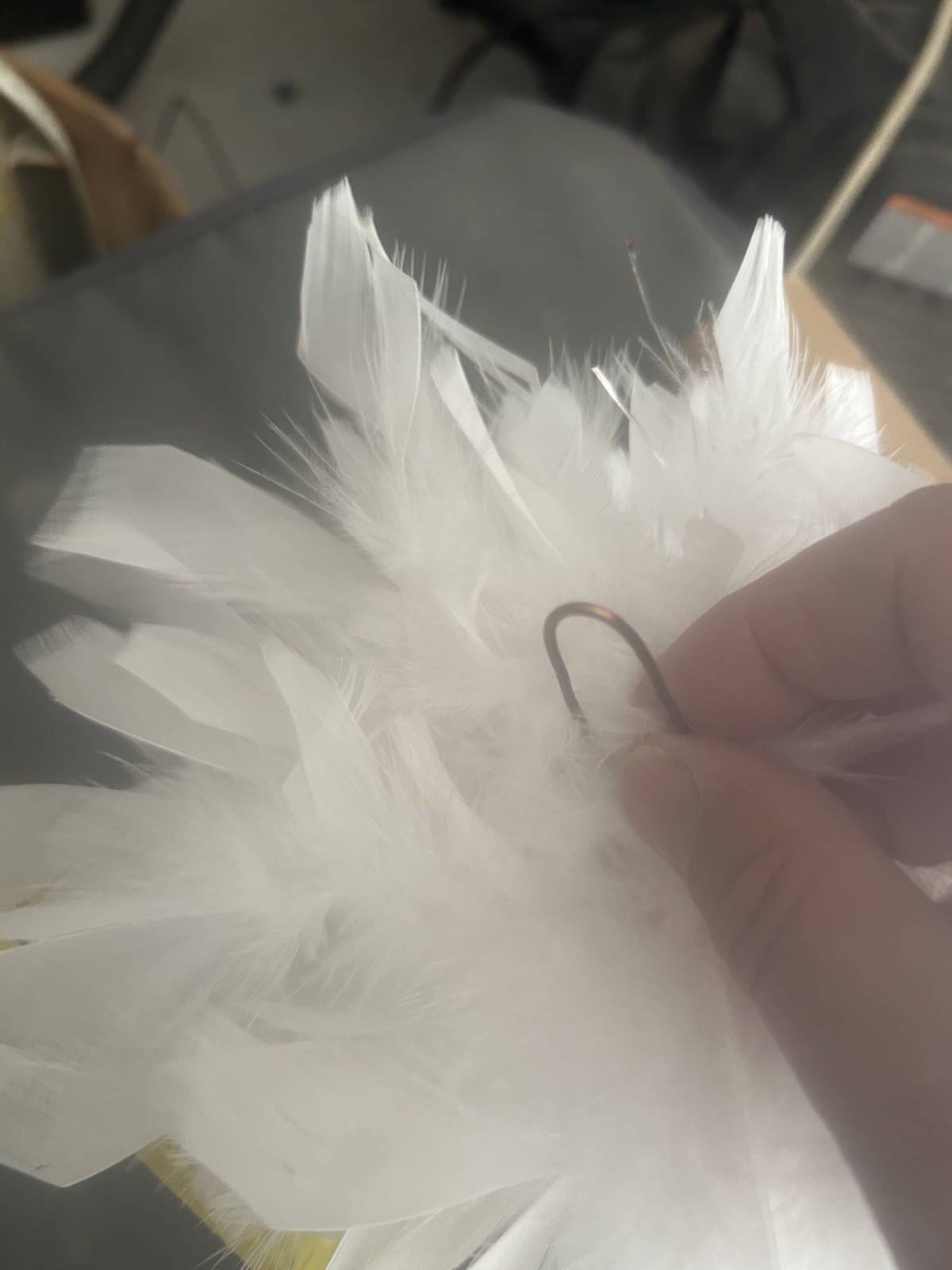 5 Marching Band Feather Plumes - White and silver- Approx. 7”