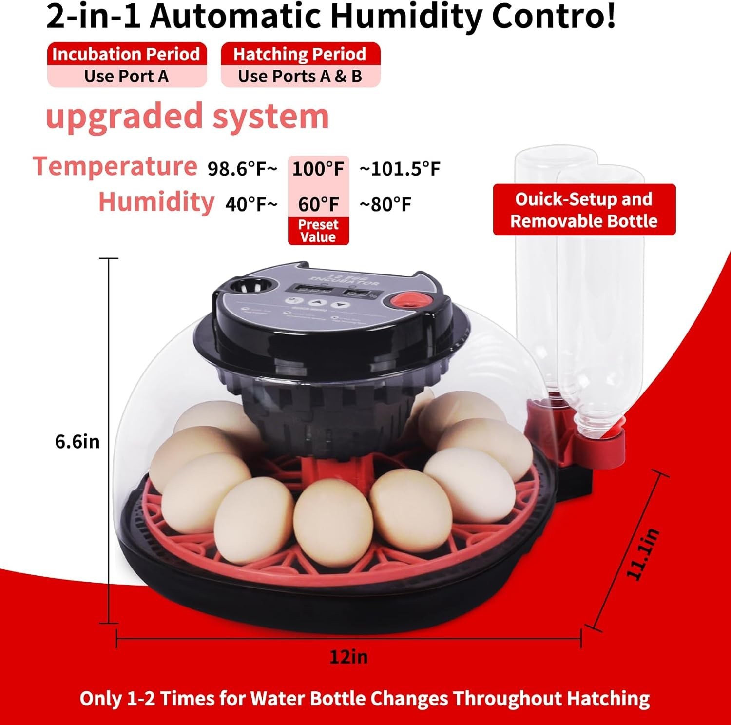 Incubators for Hatching Eggs, Egg Incubator with Automatic Egg Turning and Humid