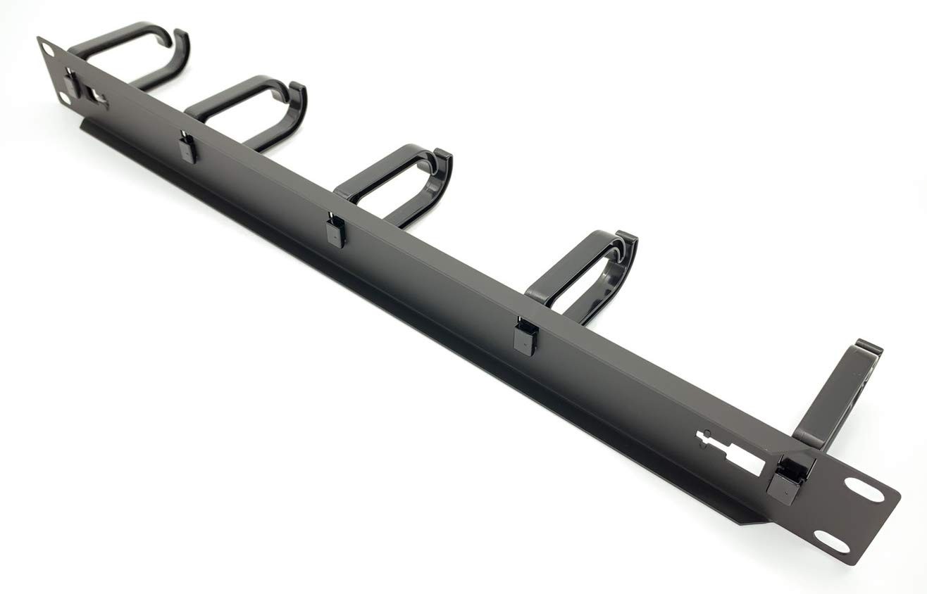 - 5 Pack 1U 19” Server Rack Cable Management Panel w/D-Ring Hooks - 1U Horizo...