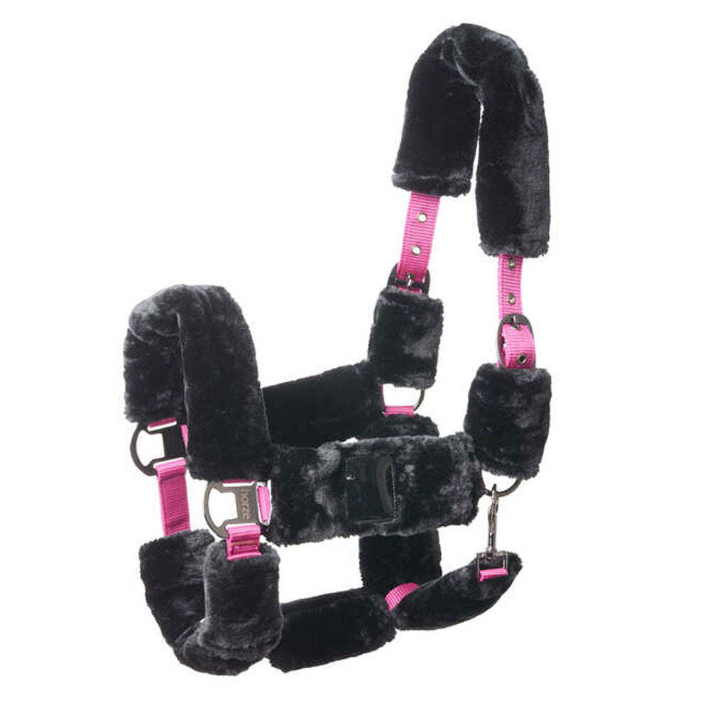 22366 Horze Smoky Twilight Comfort Fleece Horse Halter- Caviar/Black NEW