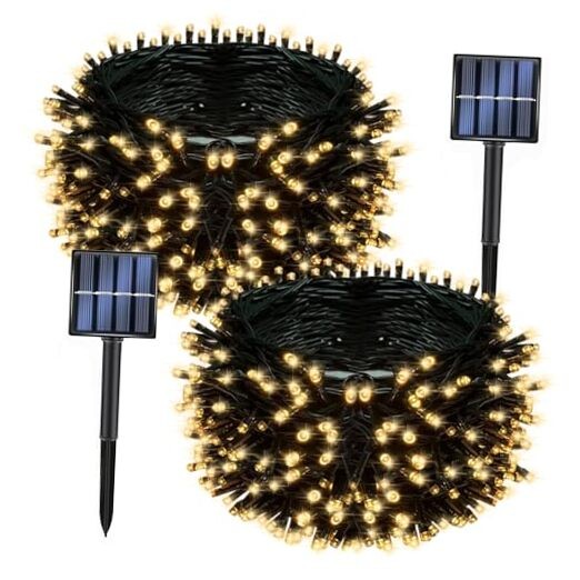 2-Pack 400 LED Solar String Lights Outdoor, 132FT Fairy Lights Solar Powered