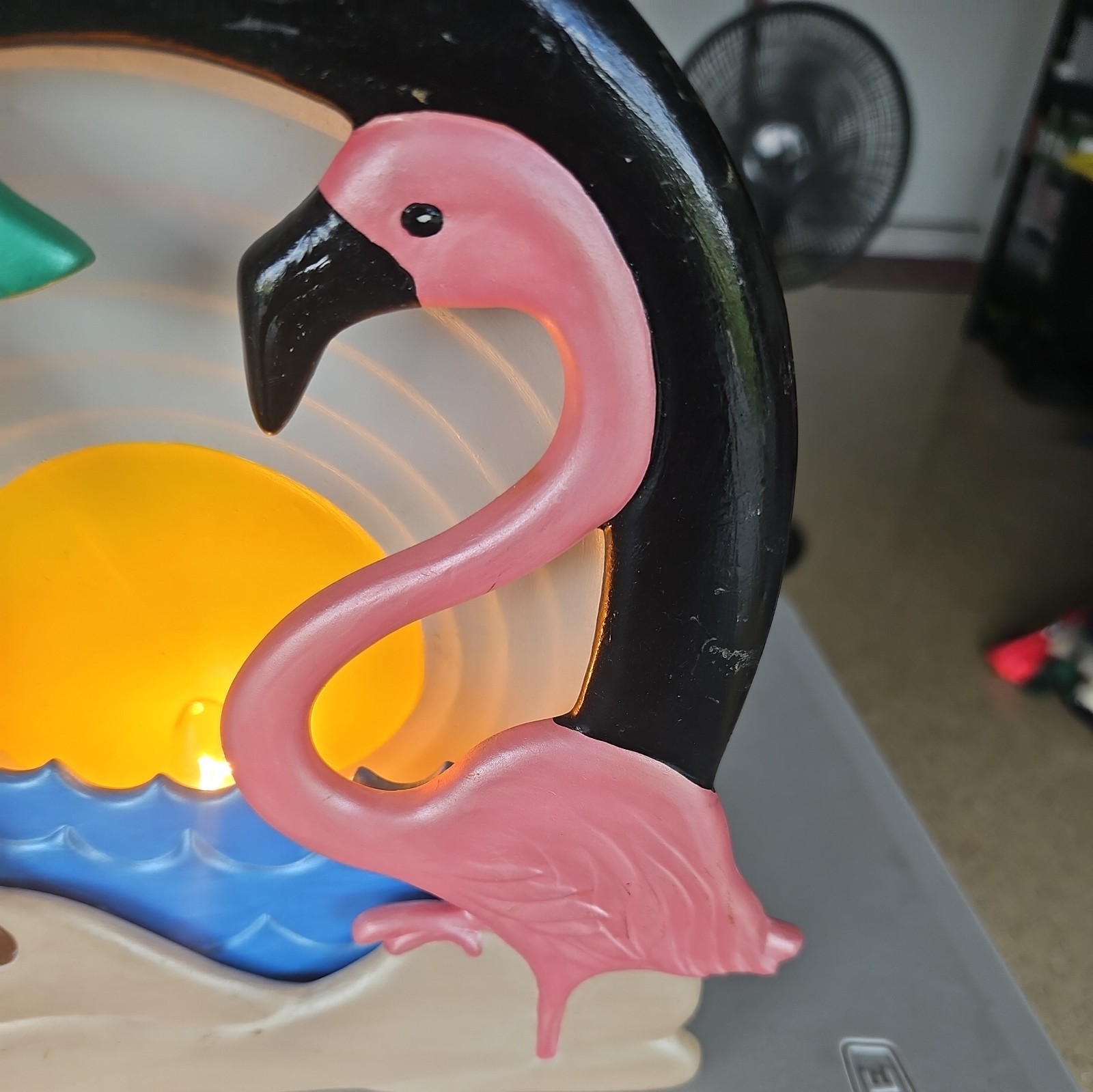 FLAMINGO WITH PALM TREE 1988 DECORATIVE LIGHT WORKS. 12