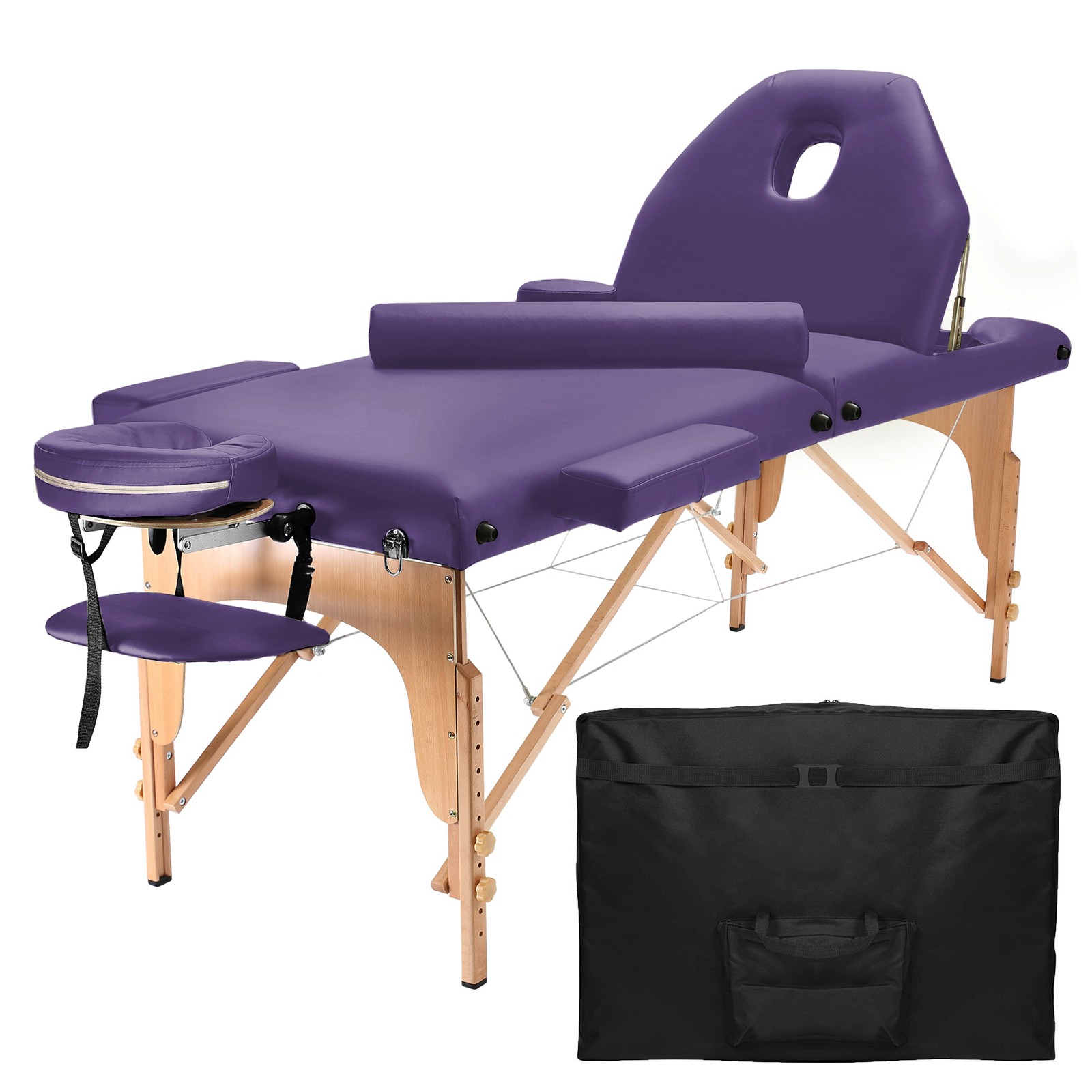 Portable Massage Table with Bolster and Tilt Backrest - Lavender