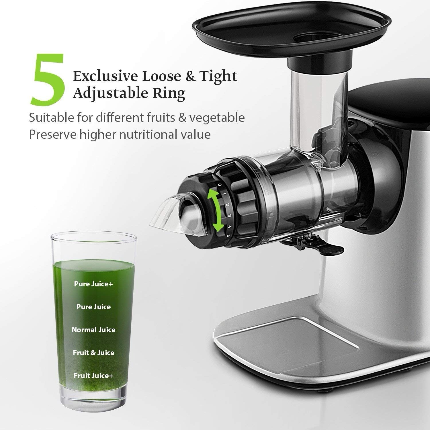 Willsence Slow Masticating Juicer Extractor with 5 Mode Adjustment
