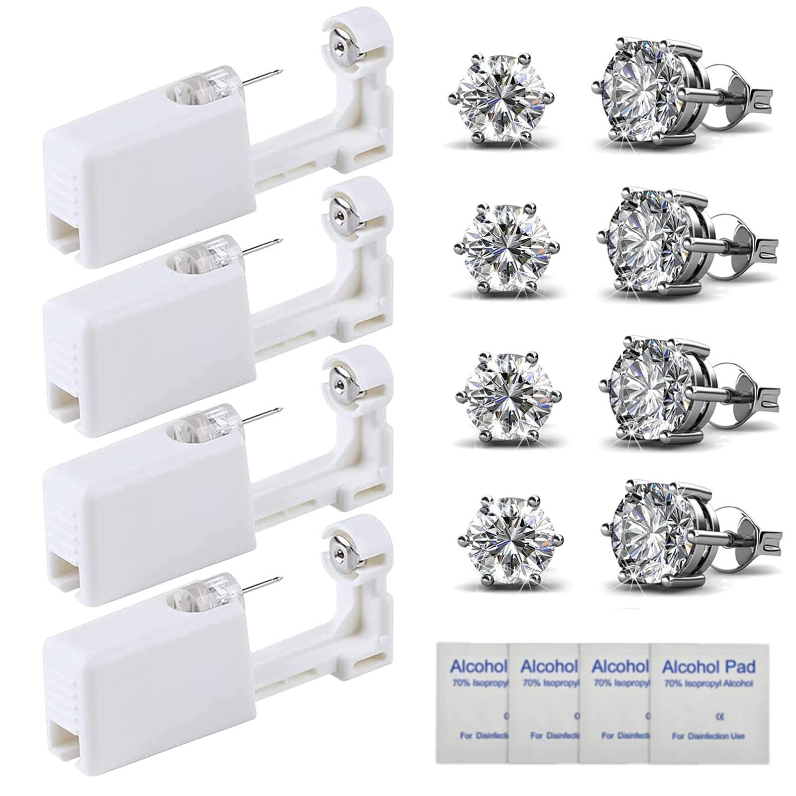 Safety Ear Piercing Kit – 4 Pack Disposable Self Ear Piercing Gun with 5mm Si...