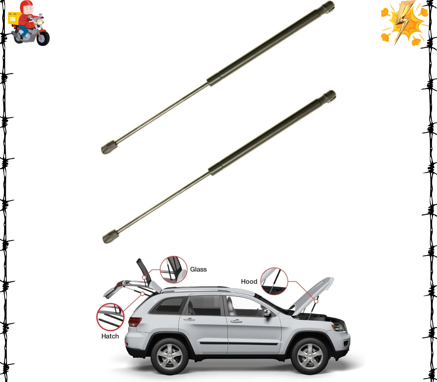 2Pcs 18.43 In Rear Back Lift Supports Compatible With HYUNDAI 2012-2017 ACCENT