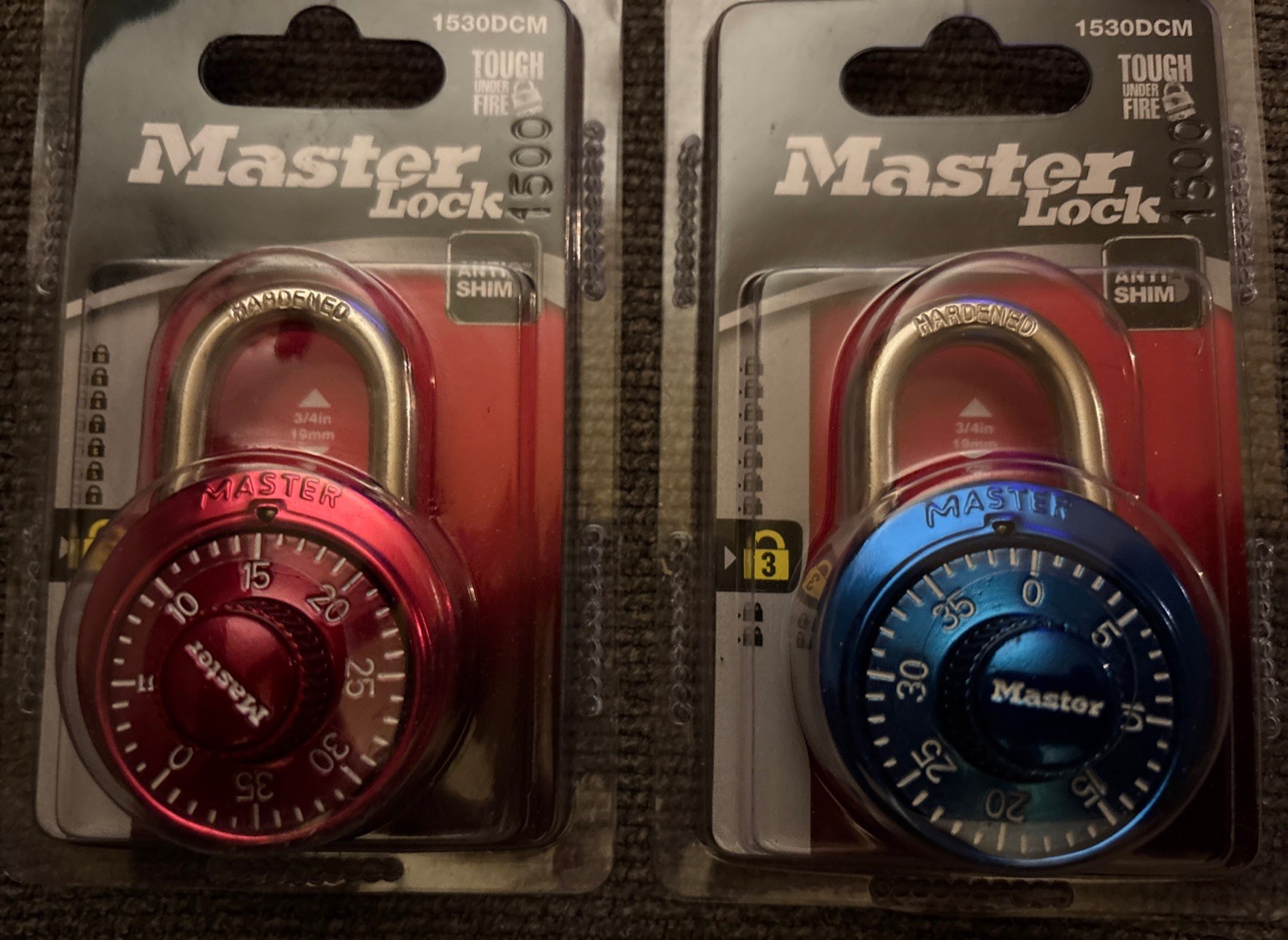 Master Lock 1530DCM Combination 1 Blue & 1 Red Tough Under Fire Anti Shim