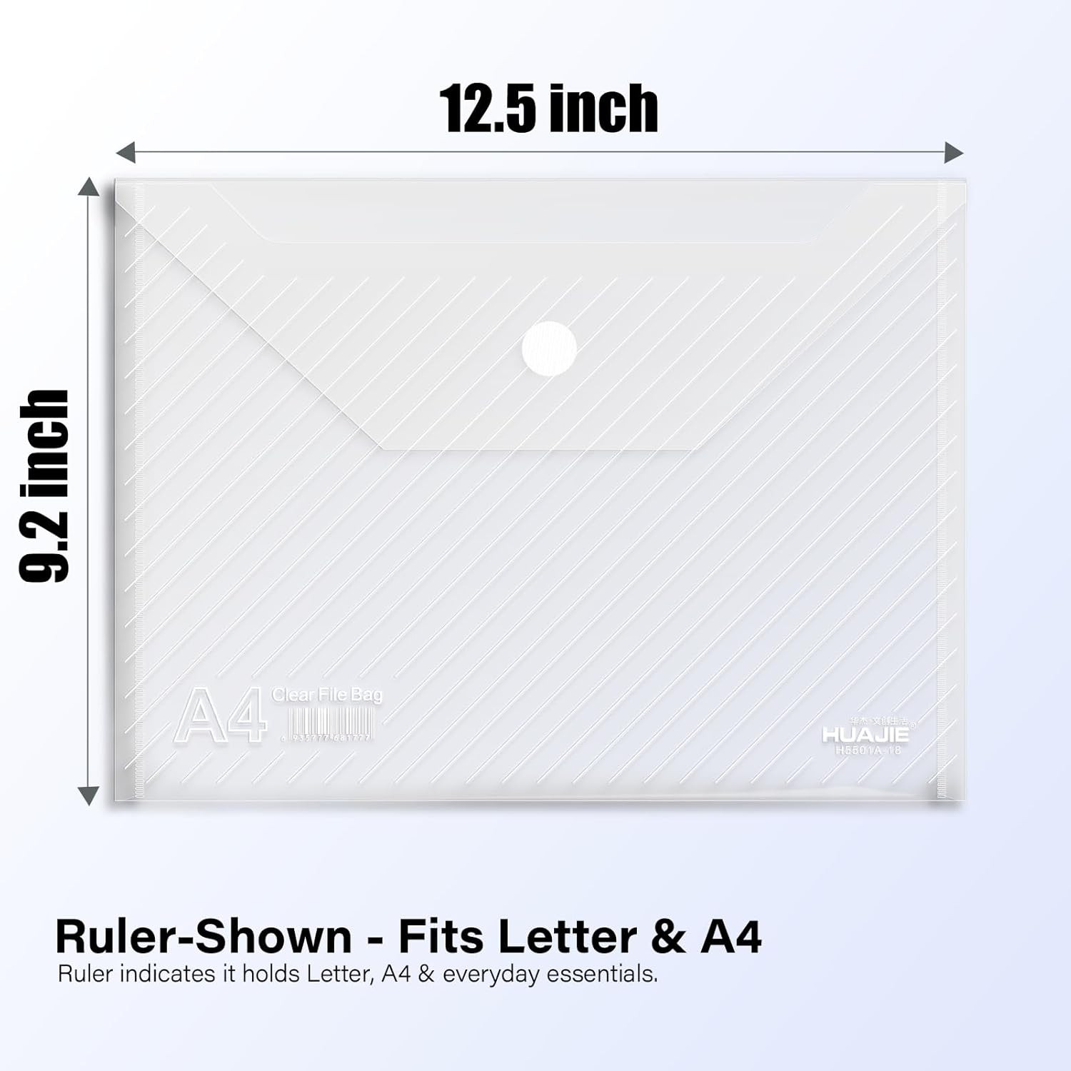 10 Pack, Plastic Envelopes – Transparent Waterproof Reusable File Folders for A4