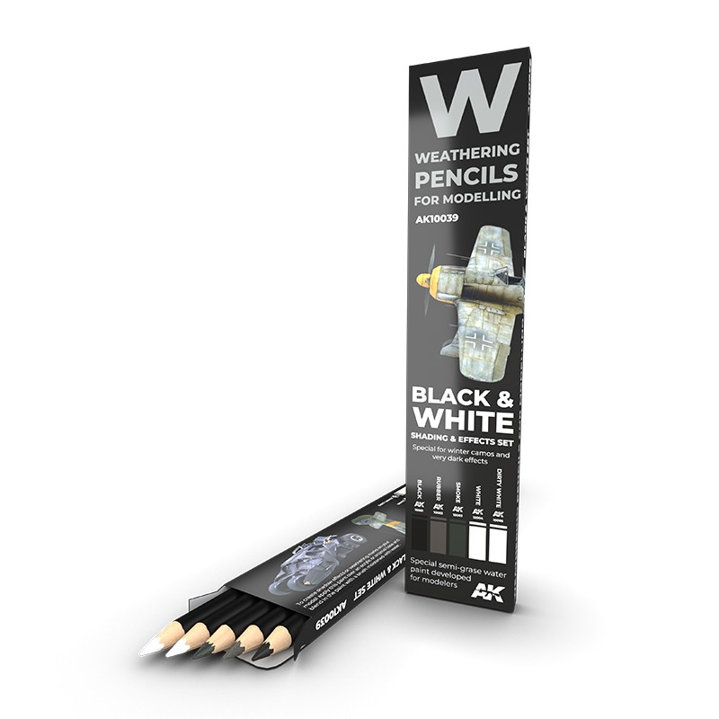 Weathering Pencils Set - Black & White Shading Effects for Models