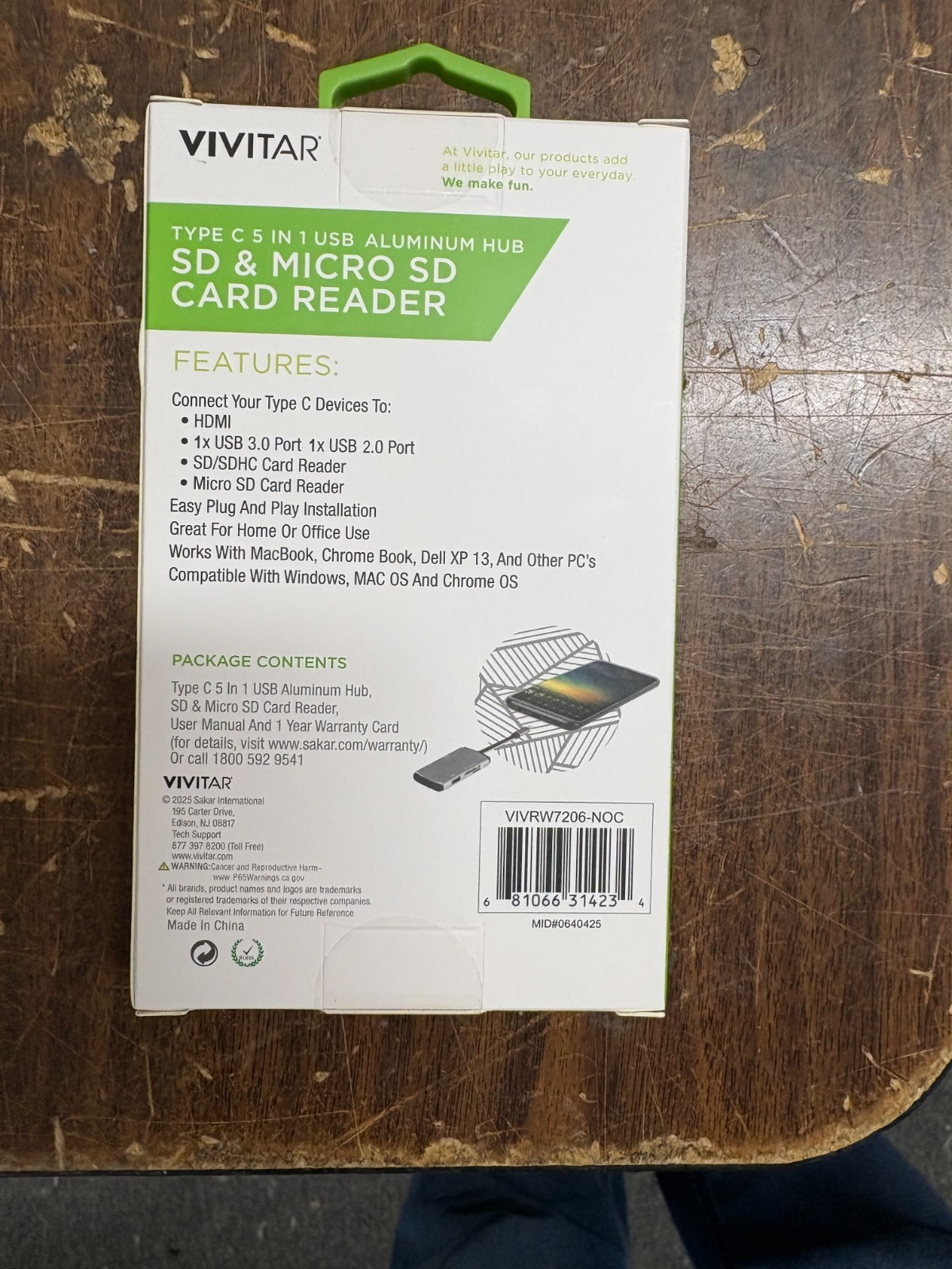 VIVITAR Type C 5 in 1 USB Aluminum HUB SD & MICRO SD CARD READER