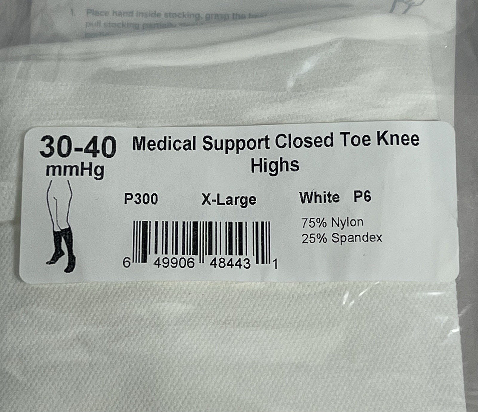 Ames Walker Medical Support XL Closed Toe Knee Highs 30-40 mmHg P300 White